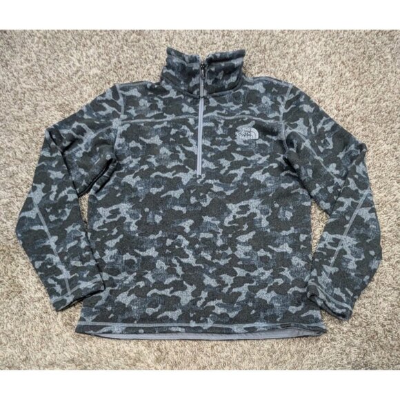 The North Face Fleece Pullover Mens Medium Camo Camouflage 1/4 Quarter Zip - Picture 1 of 8